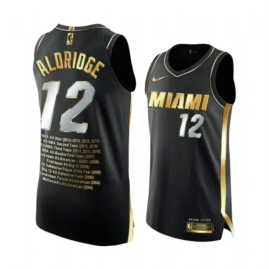 Men's Lamarcus Aldridge Retired Heat Black Jersey Career Awards NBA Style