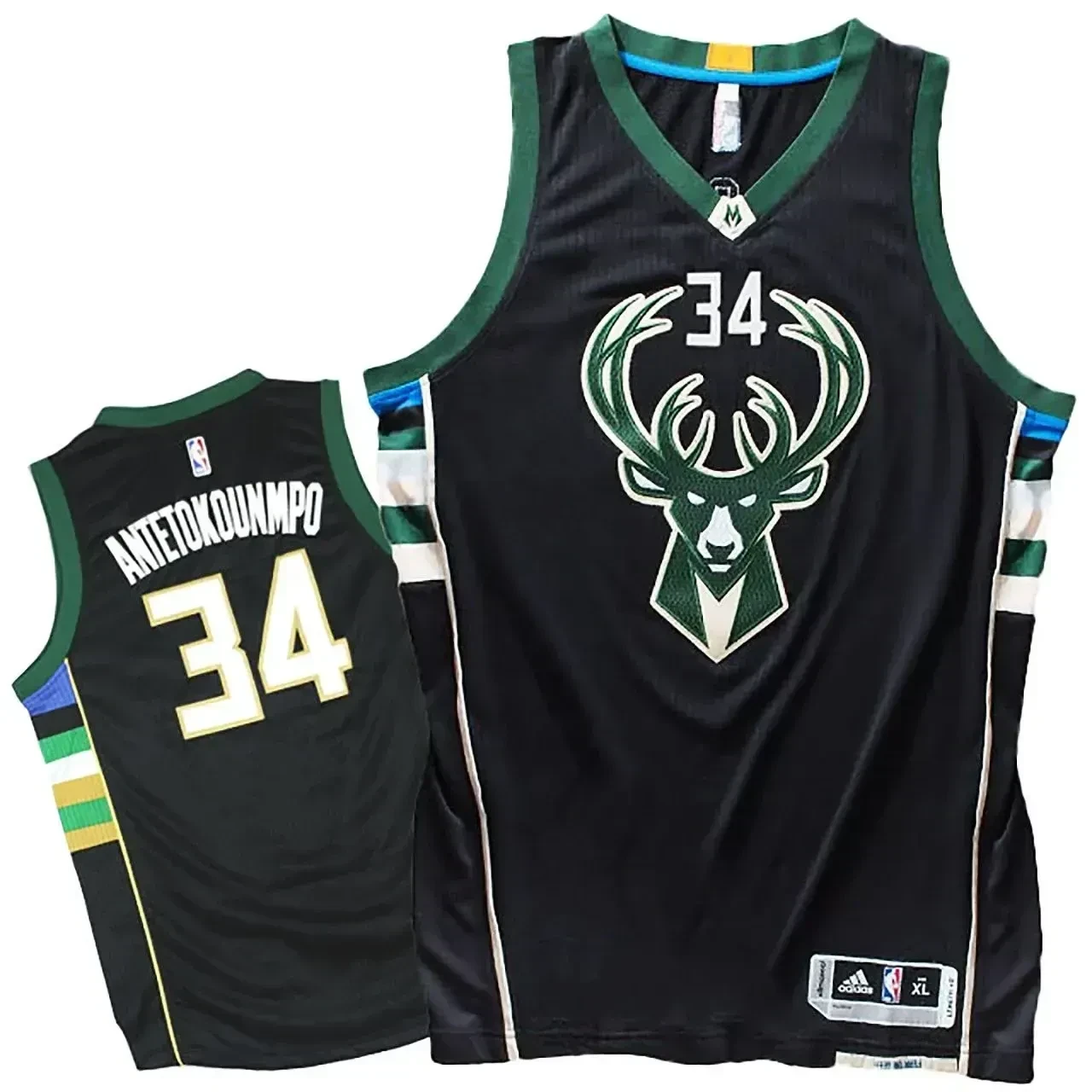 Men's Milwaukee Bucks Giannis Antetokounmpo #34 Black Jersey 2015-16 Season