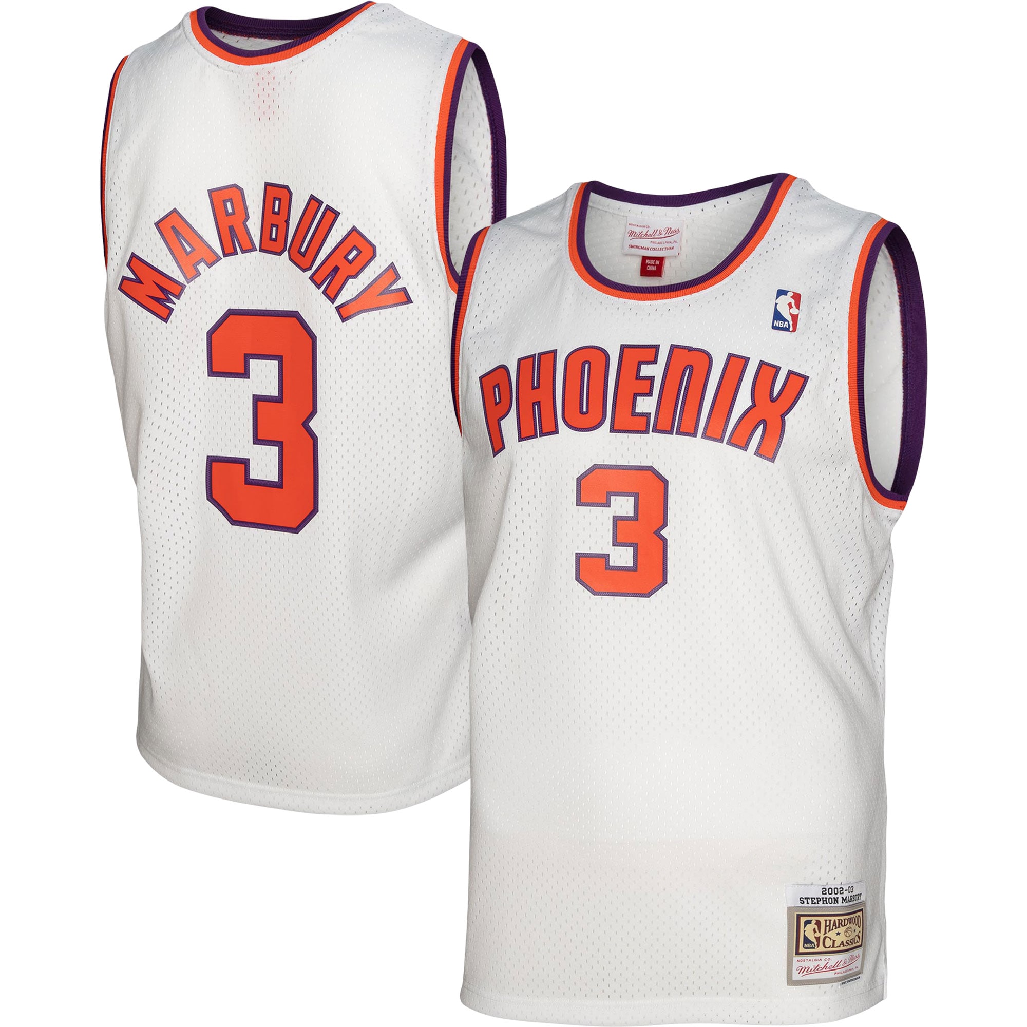 Men's Mitchell & Ness Stephon Marbury White Phoenix Suns 2002/03 Hardwood Classics Swingman Jersey