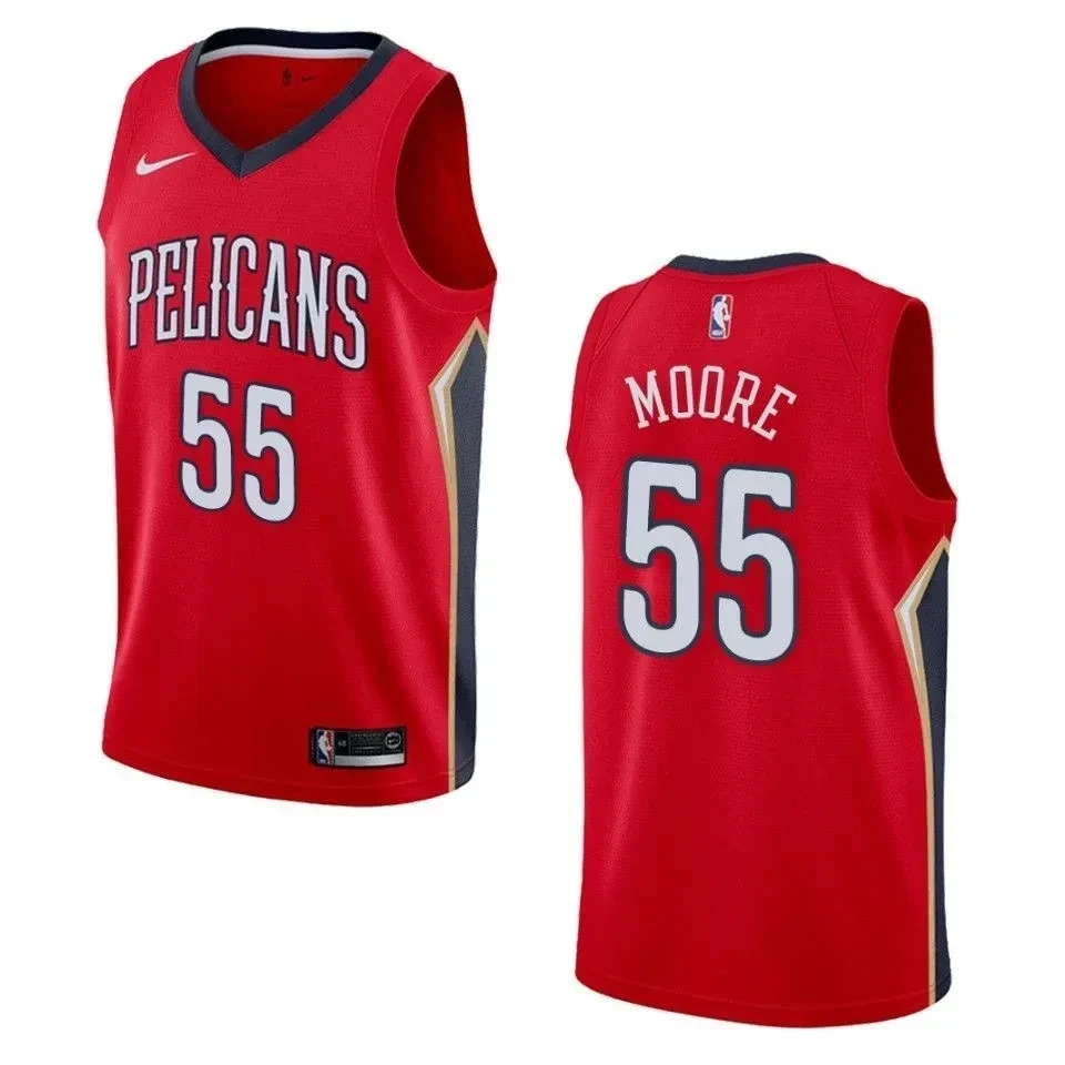Men's New Orleans Pelicans E'twaun Moore #55 Statement Swingman Jersey Red