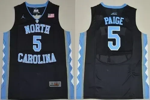 Men's North Carolina Marcus Paige #5 College Basketball Jersey Black Multicolor