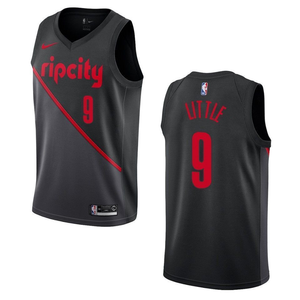 Men's Portland Trail Blazers Nassir Little #9 City Swingman Jersey Black