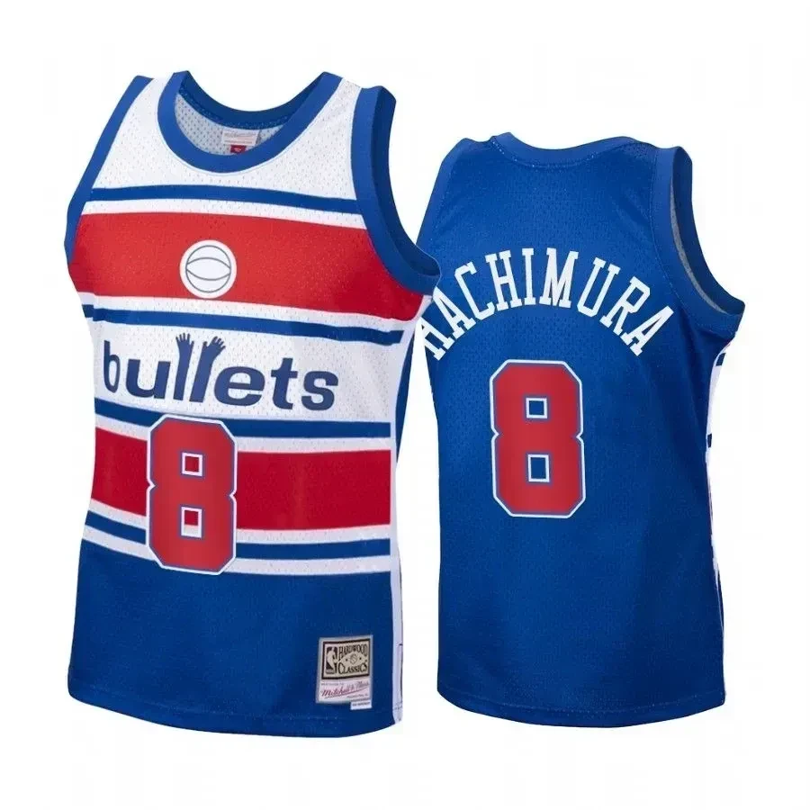 Men's Rui Hachimura 8 Washington Wizards Blue Hardwood Classics Jersey