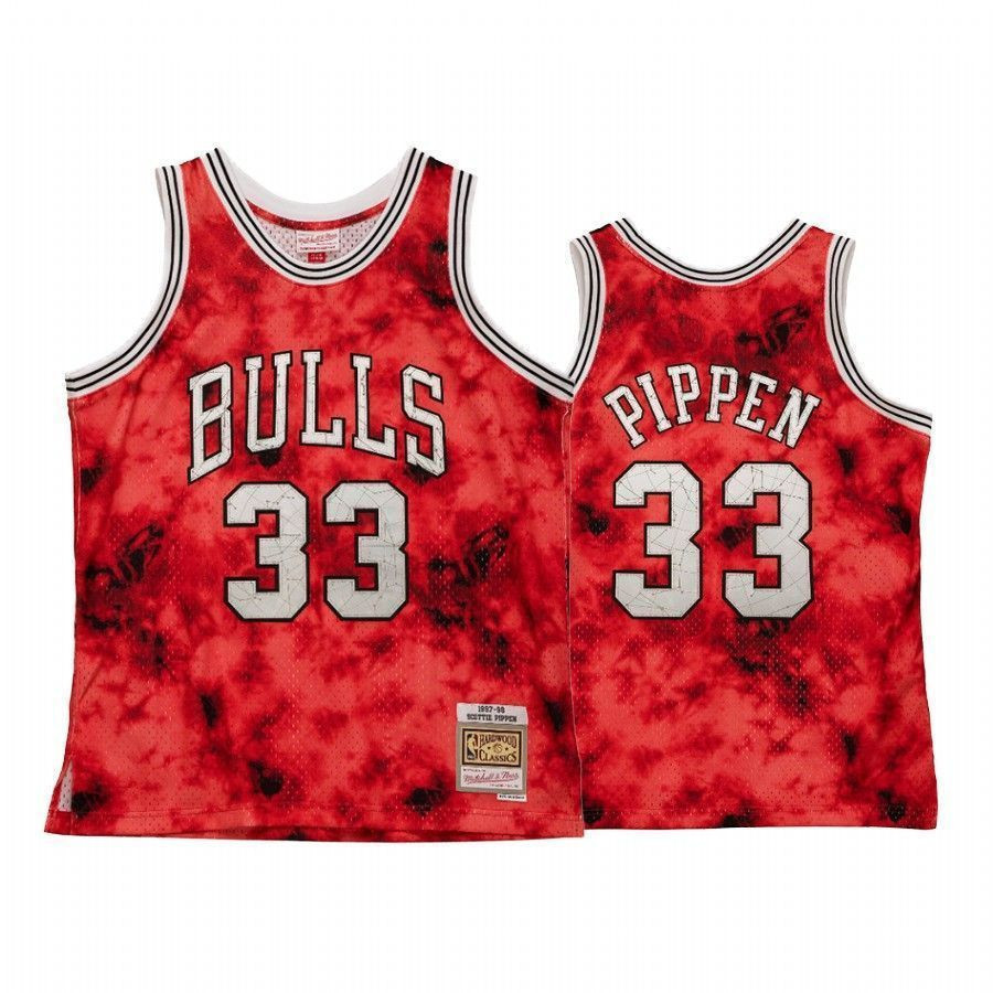 Men's Scottie Pippen 33 Chicago Bulls Galaxy Jersey Red Multicolor