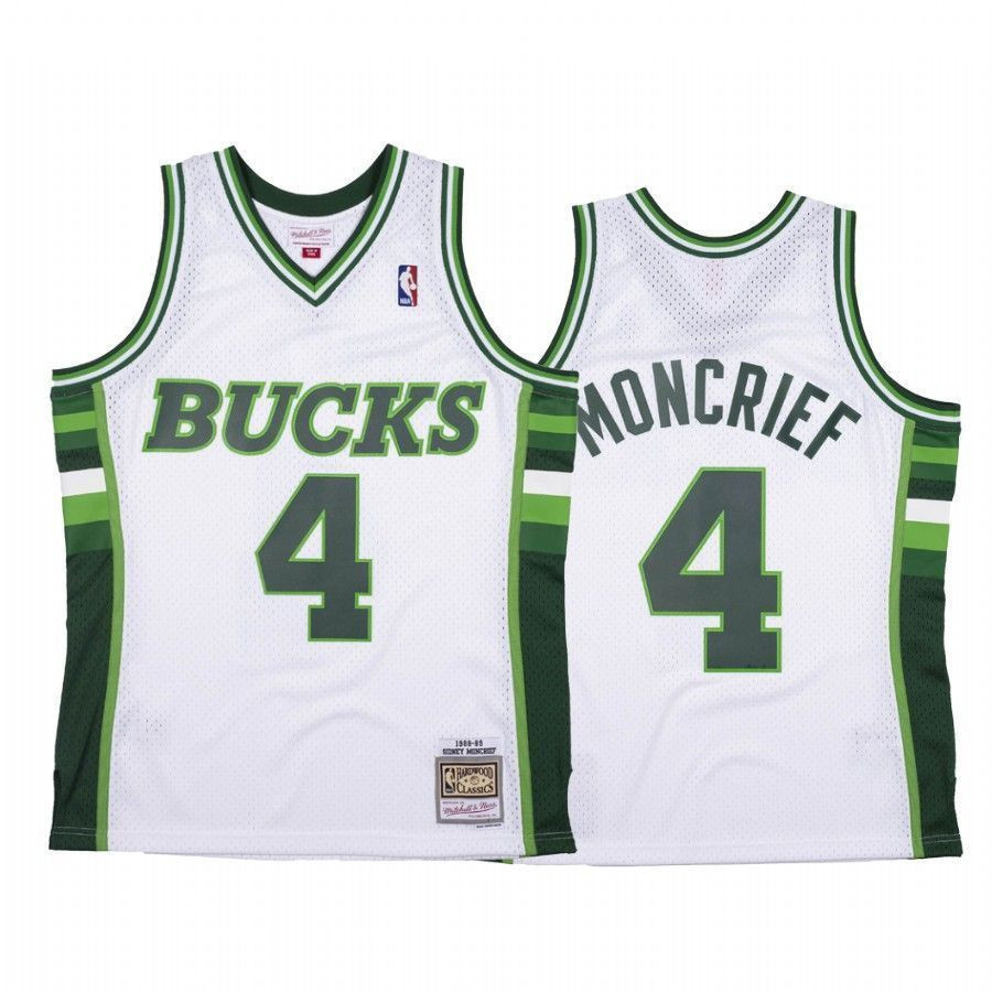 Men's Sidney Moncrief Milwaukee Bucks White Hardwood Classics Jersey S-3XL