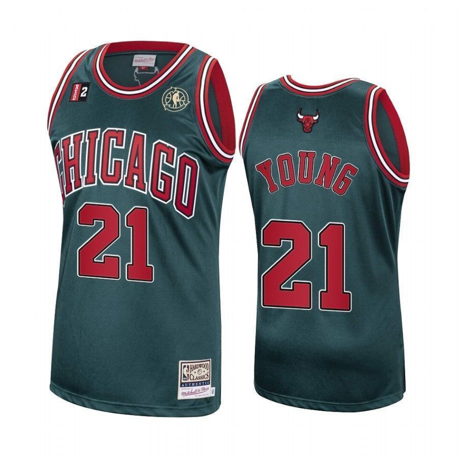 Men's Thaddeus Young 21 Chicago Bulls Green Hardwood Classics Jersey