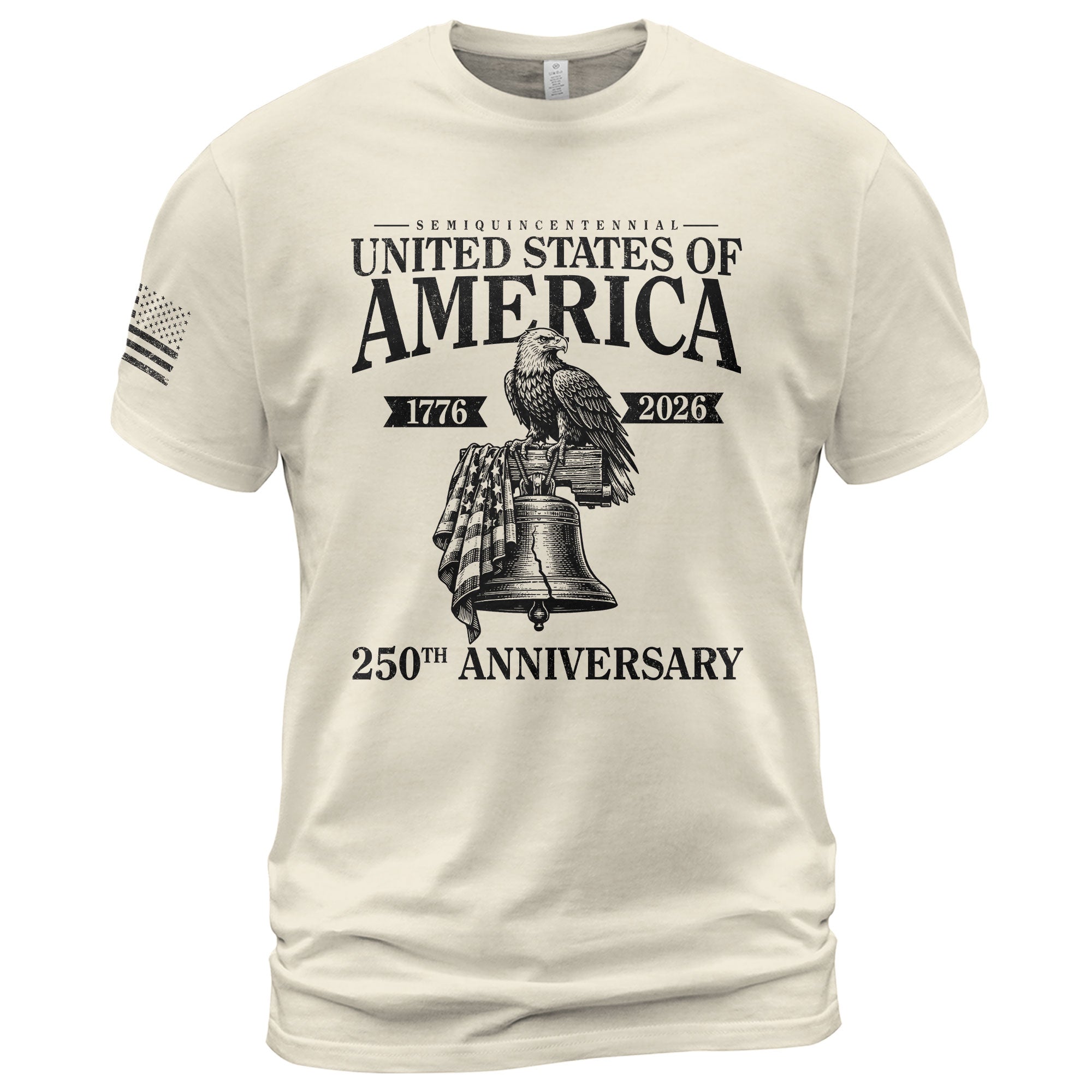 Men's USA 250th Anniversary Vintage T-Shirt 1776-2026 Liberty Bell Eagle Patriotic Tee
