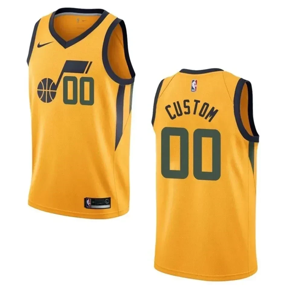 Men's Utah Jazz 00 Custom Statement Swingman Jersey Yellow Multicolor