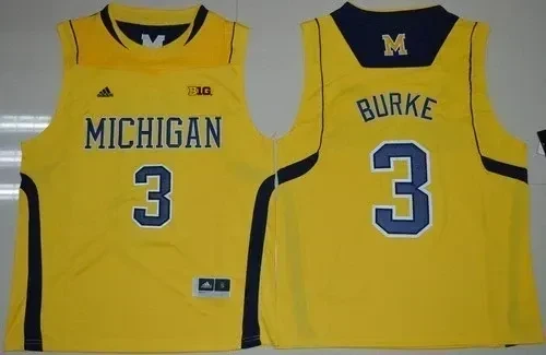 Michigan Wolverines Trey Burke #3 College Basketball Jersey Gold Adult Unisex