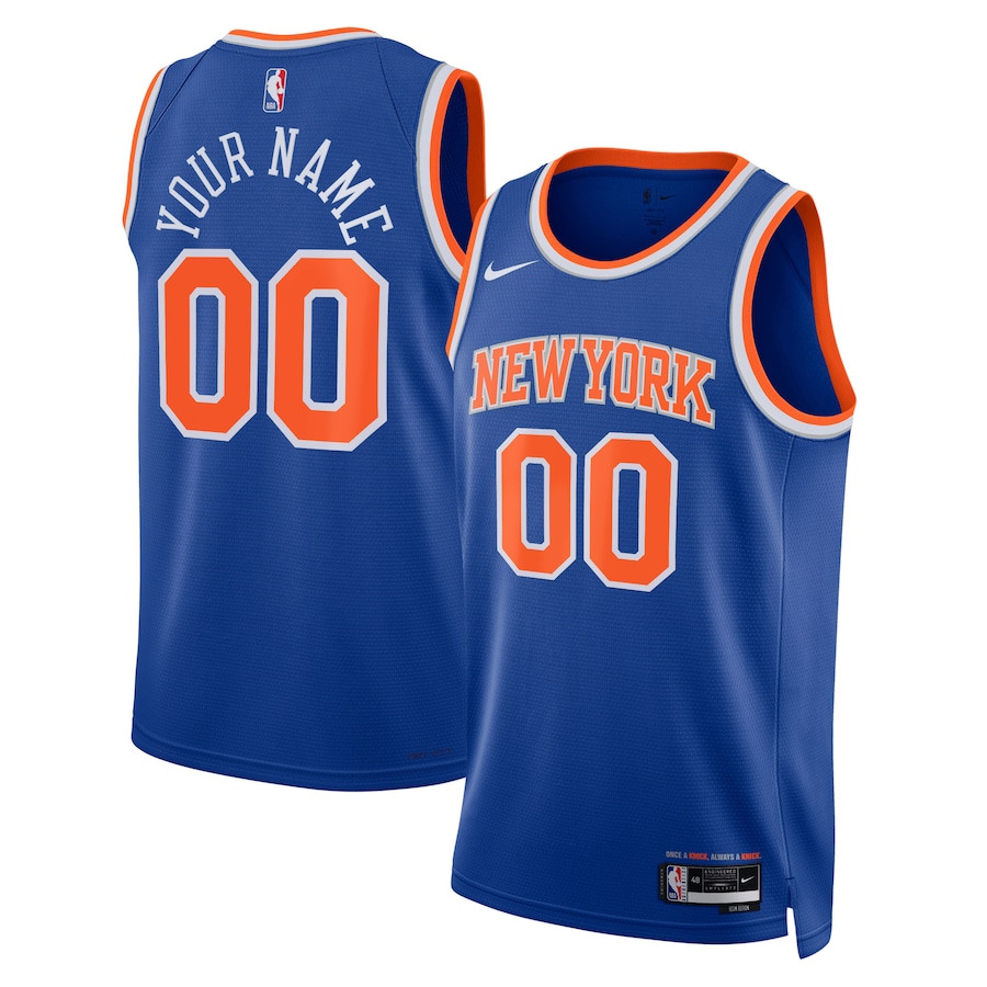 New York Knicks 2023/24 Icon Swingman Custom Jersey Men Blue