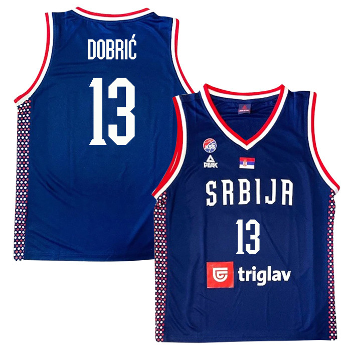 Ognjen Dobric 13 Serbia Basketball Unisex 2024 Swingman Jersey - Navy