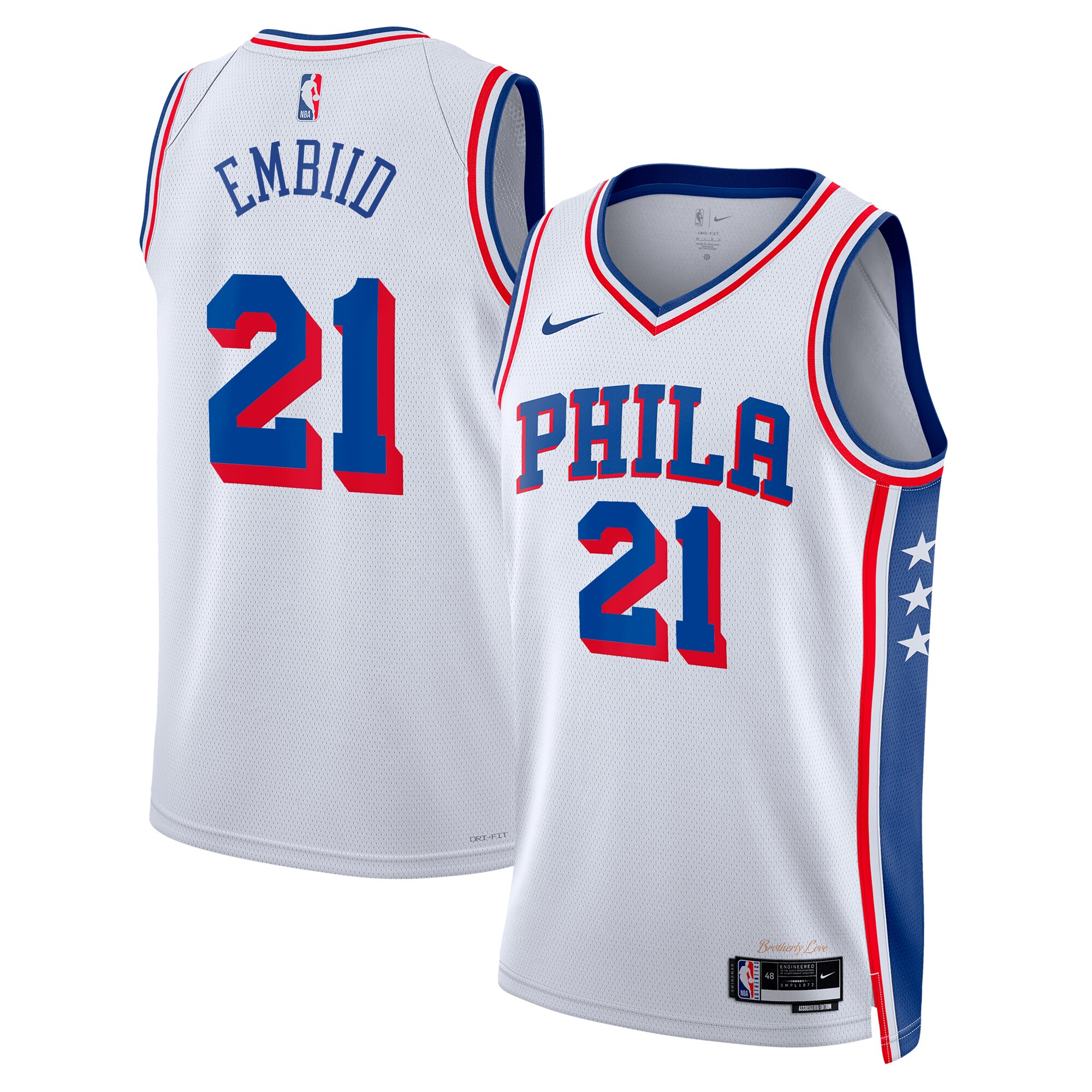 Philadelphia 76ers Joel Embiid Association Swingman Jersey - White Unisex