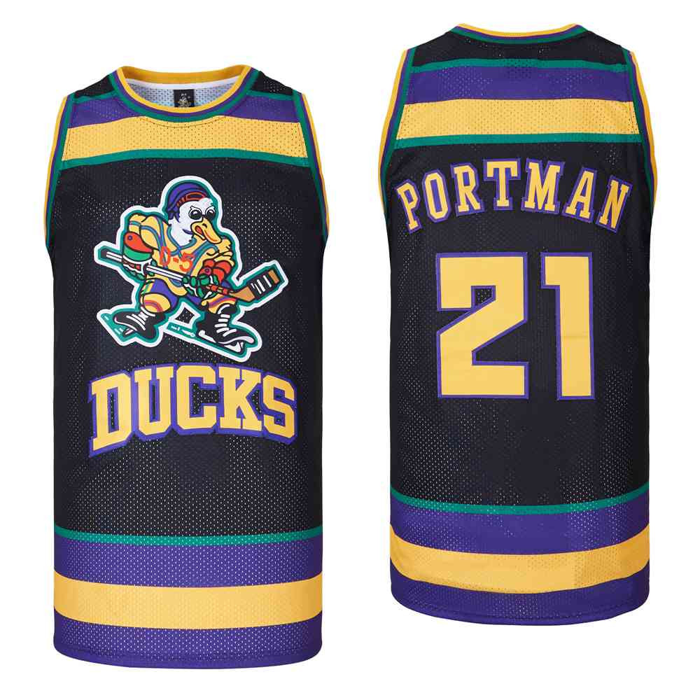 Portman 21 Mighty Ducks Swingman Jersey Black Unisex Adult Sizes S-3XL