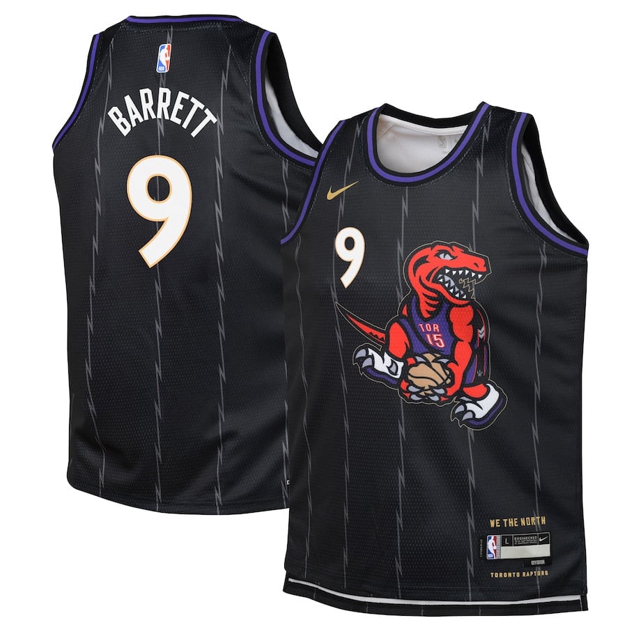 RJ Barrett 9 Toronto Raptors Youth City Edition Swingman Jersey Black