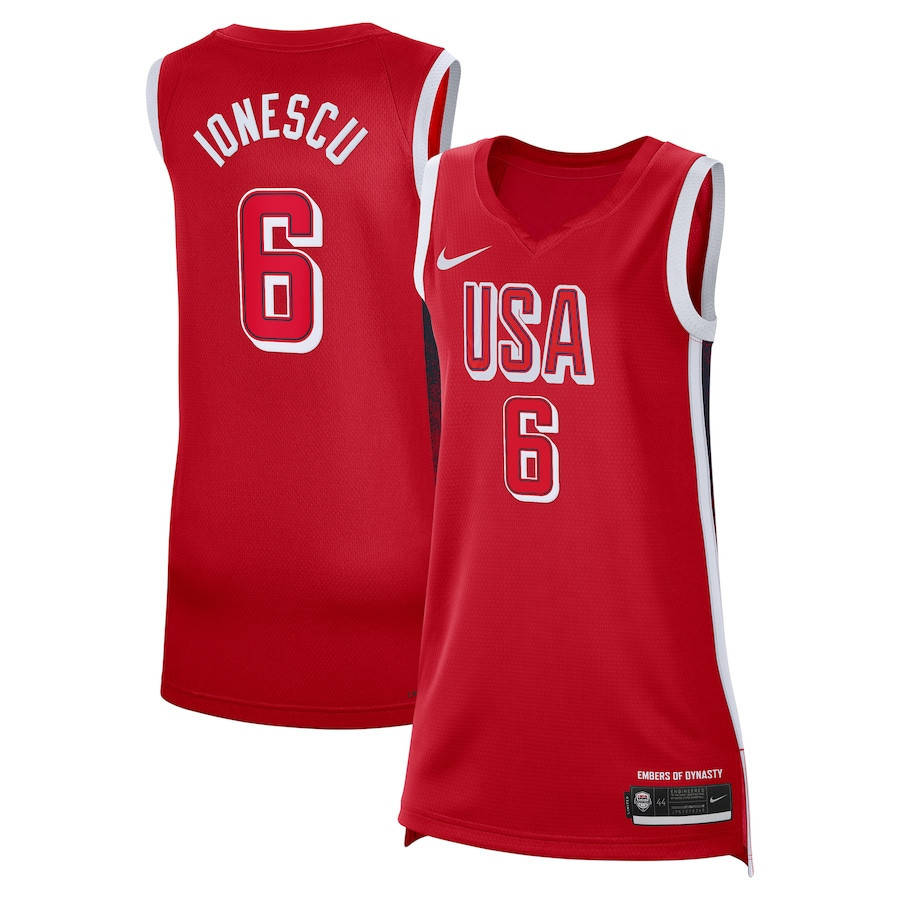 Sabrina Ionescu 6 USA Basketball 2024 Swingman Player Jersey Red Multicolor Unisex