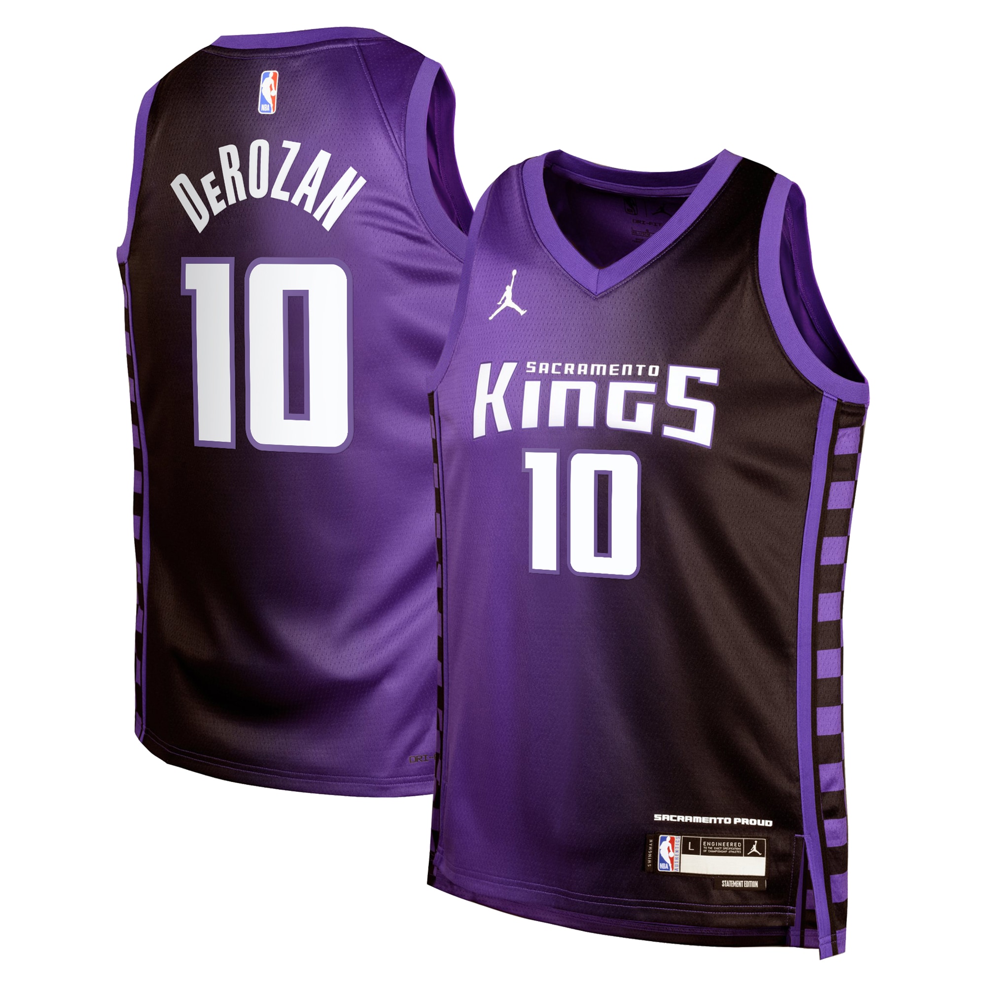 Sacramento Kings Jordan Brand Statement Edition Swingman Jersey Purple DeMar DeRozan Youth