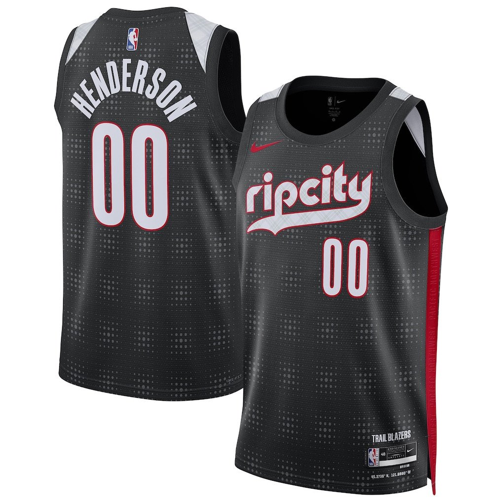 Scoot Henderson 00 Portland Trail Blazers Unisex 2024/25 Swingman City Edition Jersey - Black