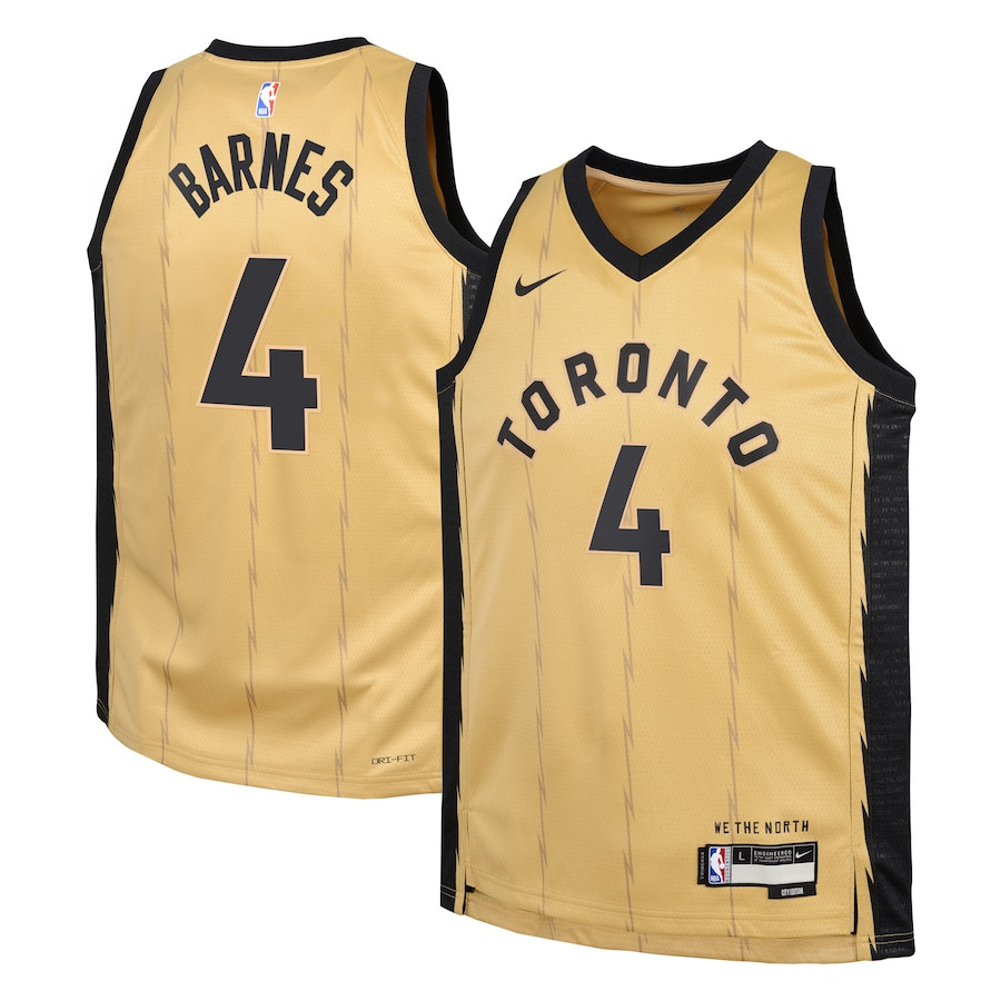 Scottie Barnes Toronto Raptors 2023/24 City Edition Youth Swingman Jersey Gold - Youth Sizes S-3XL