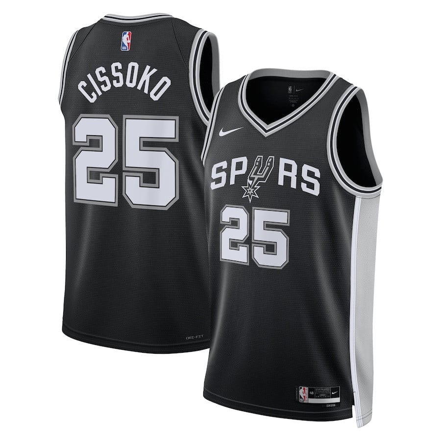 Sidy Cissoko 25 San Antonio Spurs Unisex Swingman Jersey Icon Edition Black