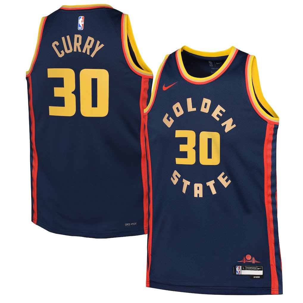 Stephen Curry 30 Golden State Warriors Youth City Edition Navy Swingman Jersey