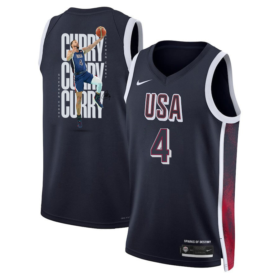 Stephen Curry 4 Key Player USA Basketball 2024 Swingman Jersey Navy Multicolor Unisex