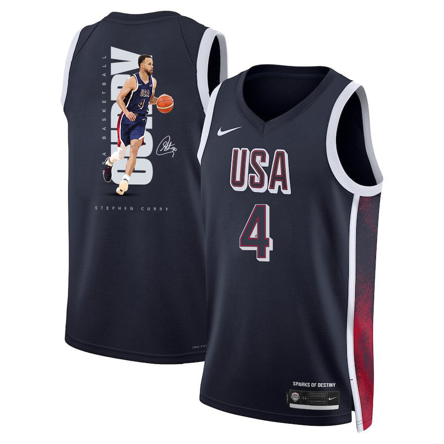 Stephen Curry 4 Olympic Paris 2024 USA Basketball Swingman Jersey Navy Multicolor Unisex