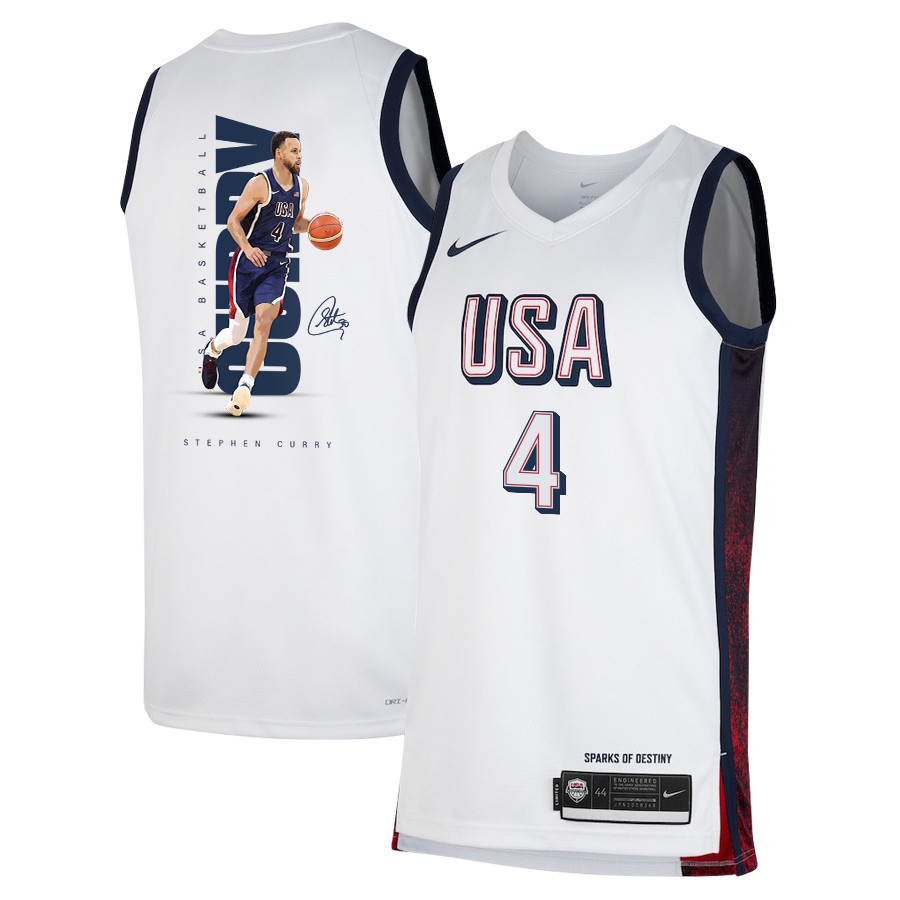 Stephen Curry 4 Olympic Paris 2024 USA Basketball Swingman Jersey White Multicolor Unisex