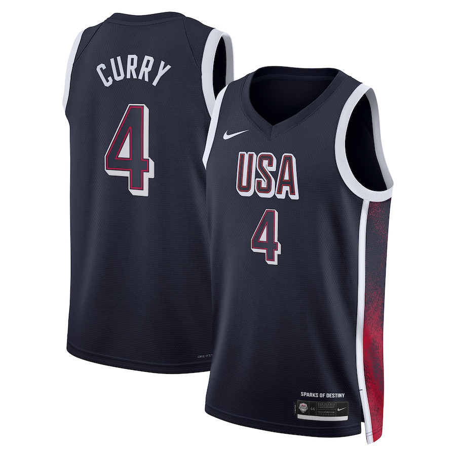 Stephen Curry 4 USA Basketball Unisex 2024 Swingman Player Jersey Navy Multicolor - Men's Sizes S-3XL