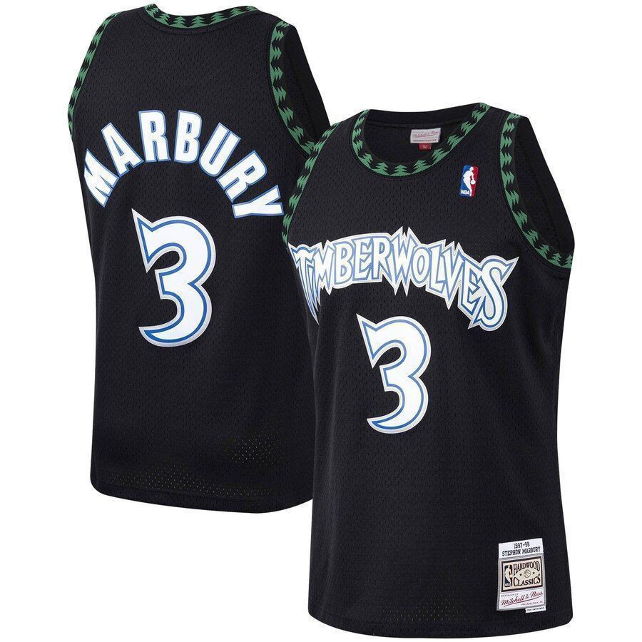 Stephon Marbury Minnesota Timberwolves Mitchell & Ness 1997-98 Hardwood Classics Swingman Jersey - Black