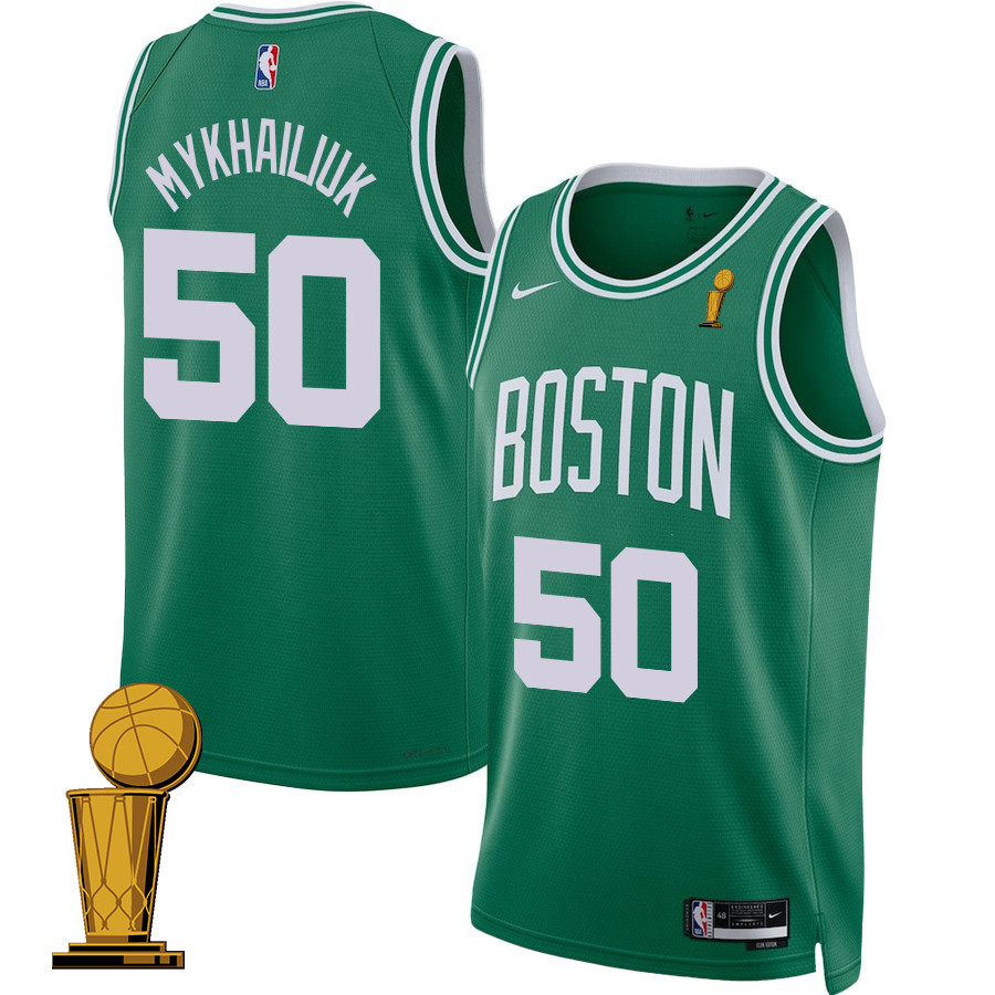 Svi Mykhailiuk 50 Boston Celtics 2024 Finals Champions Jersey Icon Edition Kelly Green