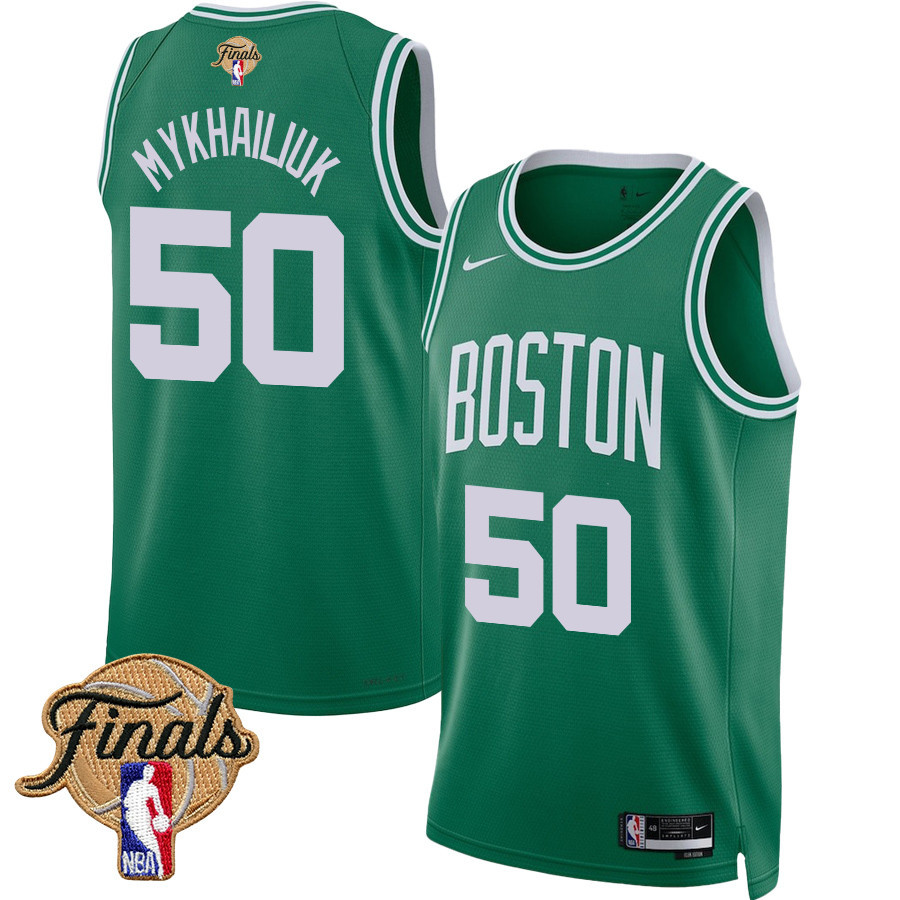 Svi Mykhailiuk 50 Boston Celtics 2024 Finals Patch Icon Edition Jersey Kelly Green