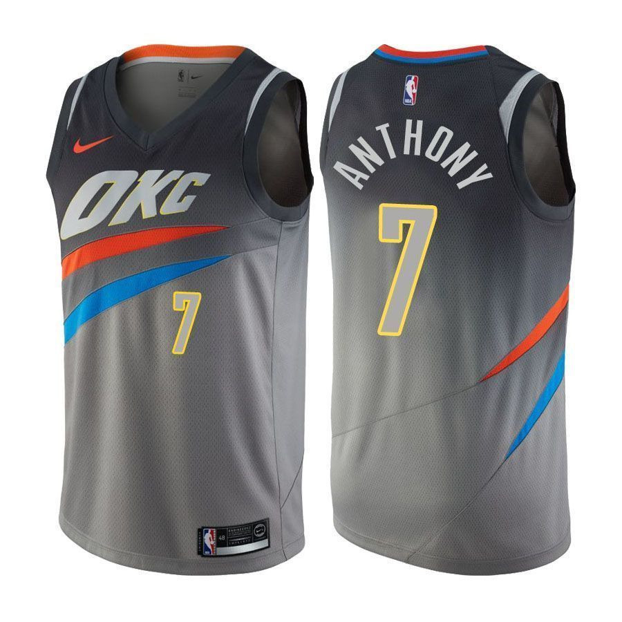 Thunder Carmelo Anthony 7 City Edition Gray Men's Basketball Jersey