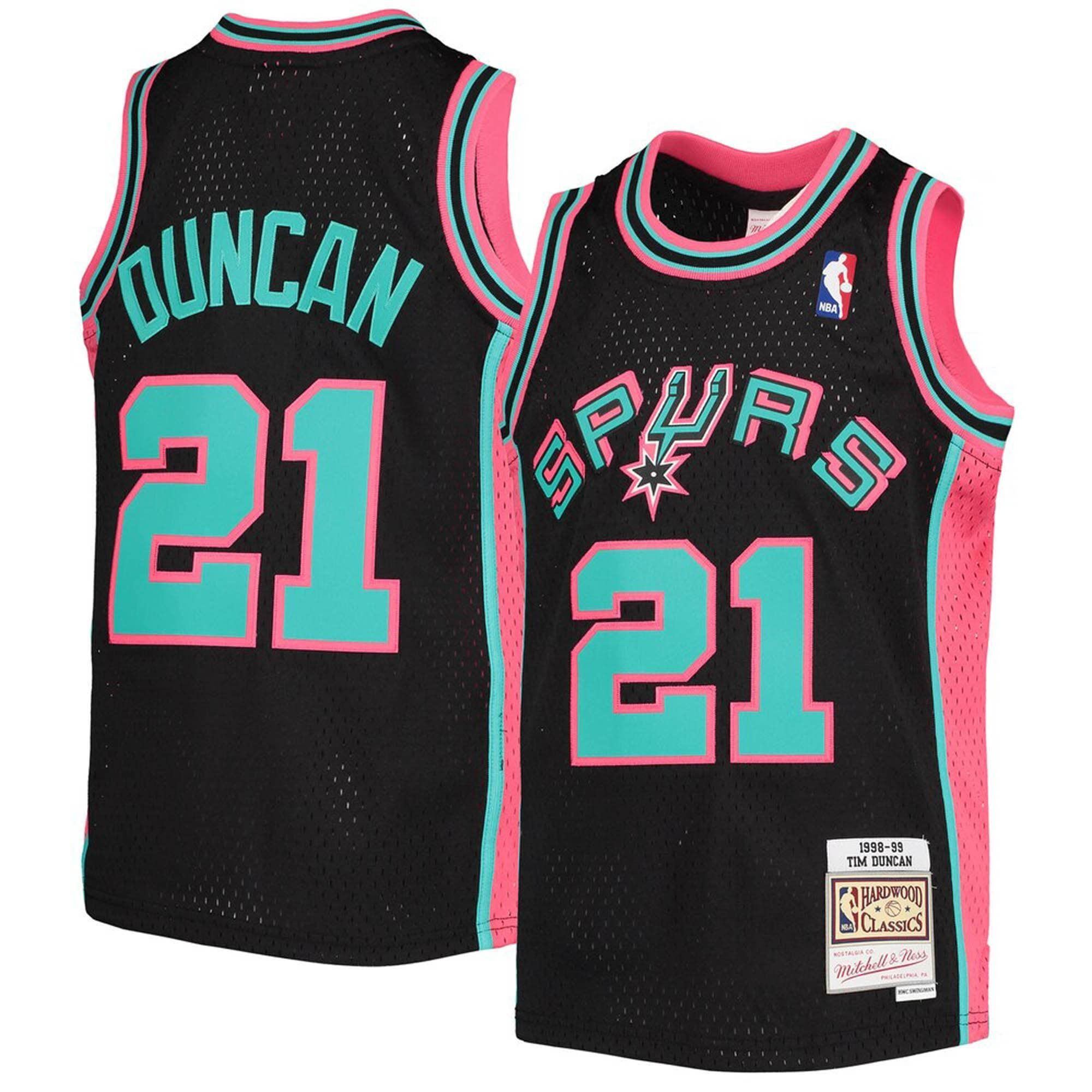Tim Duncan San Antonio Spurs Mitchell & Ness Youth 1998-99 Hardwood Classics Reload Jersey Black