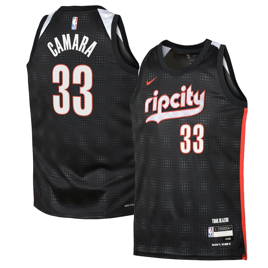 Toumani Camara 33 Portland Trail Blazers Youth City Edition Black Swingman Jersey