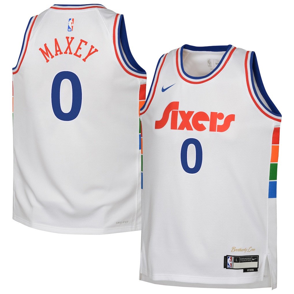 Tyrese Maxey #0 Philadelphia 76ers Youth 2024/25 City Edition Swingman Jersey - White