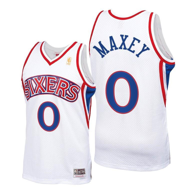 Tyrese Maxey Philadelphia 76ers White Throwback 90s Swingman Jersey Mens