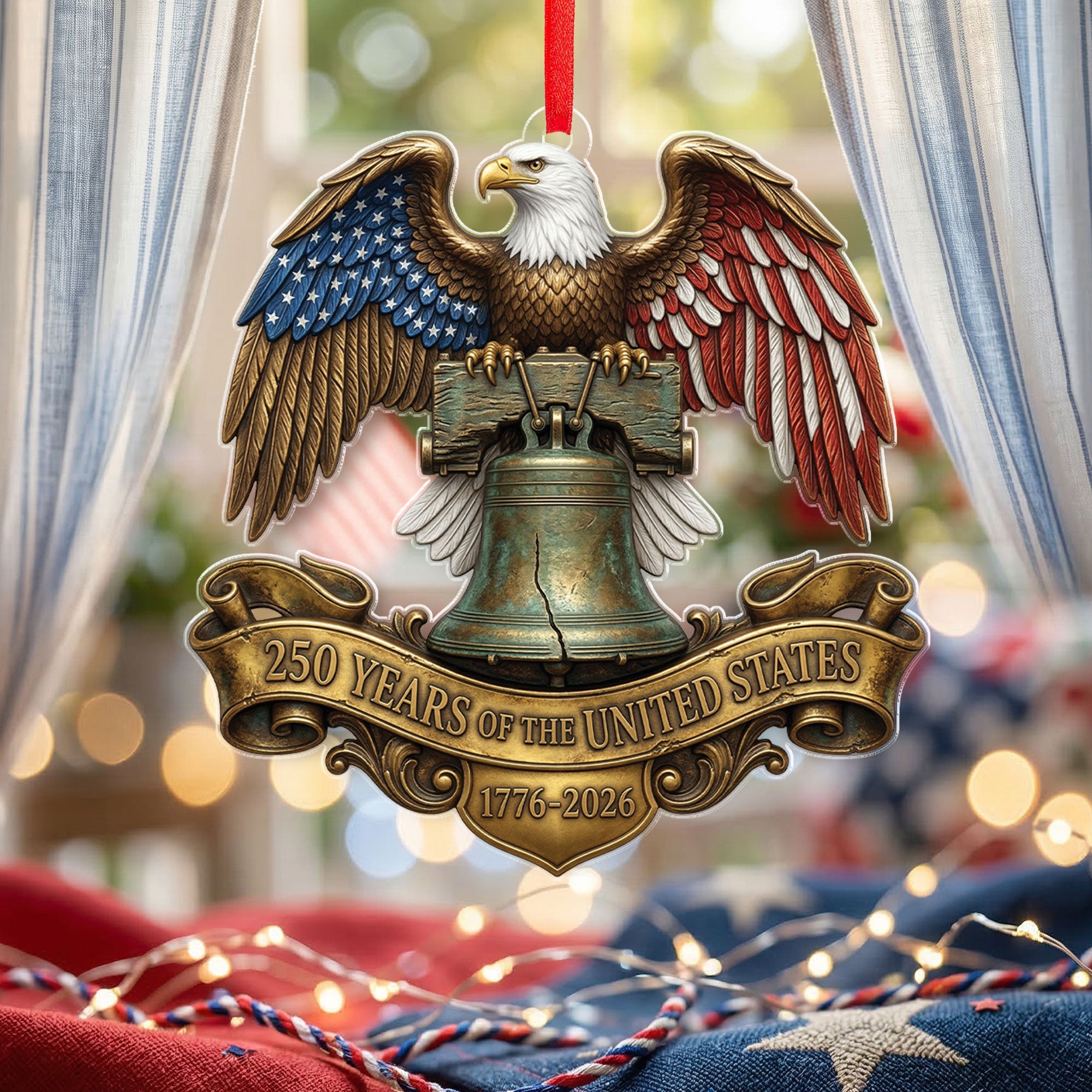 United States 250 Years 1776-2026 Freedom Eagle Liberty Bell Acrylic Ornament