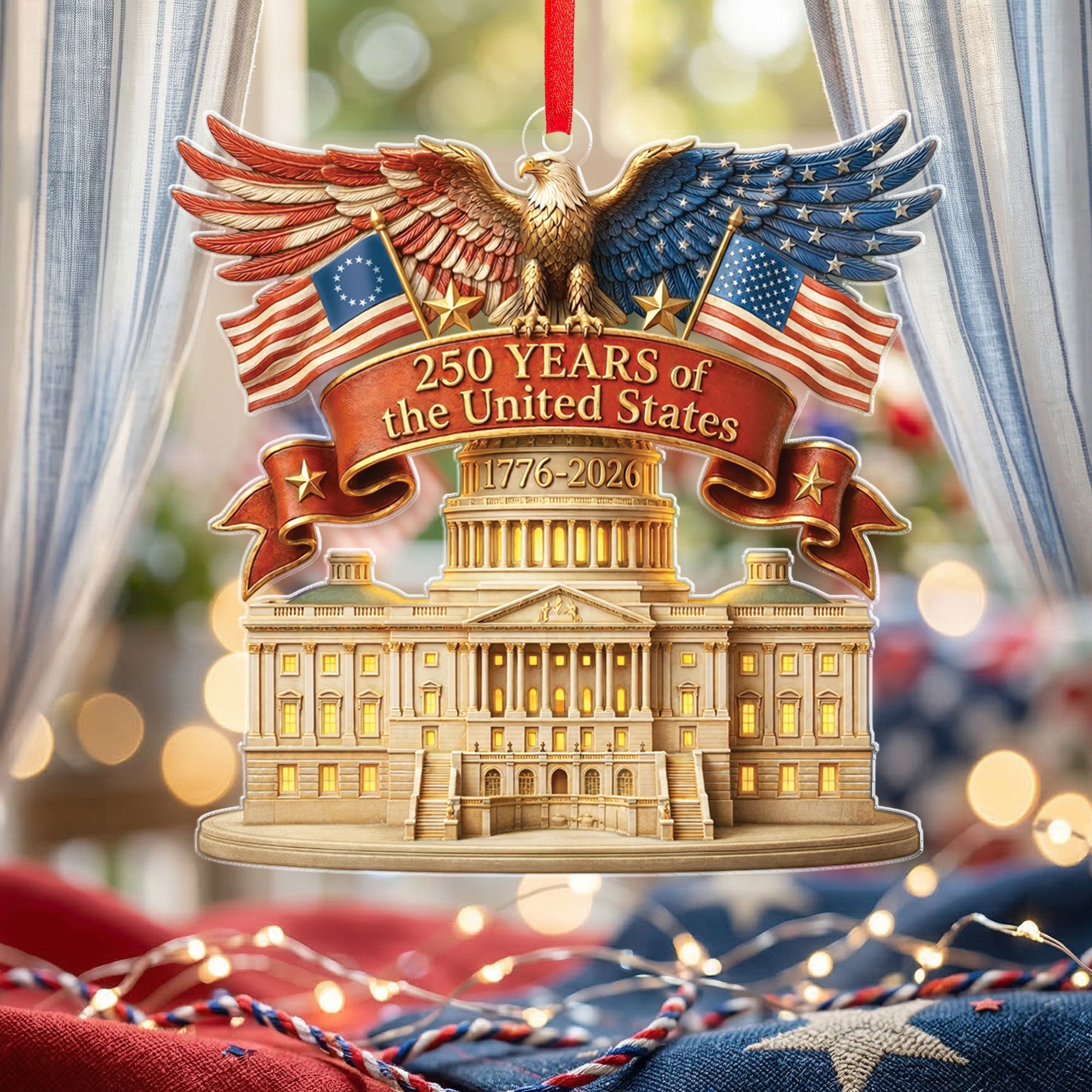 United States 250 Years 1776-2026 Patriotic Eagle Acrylic Keepsake Ornament