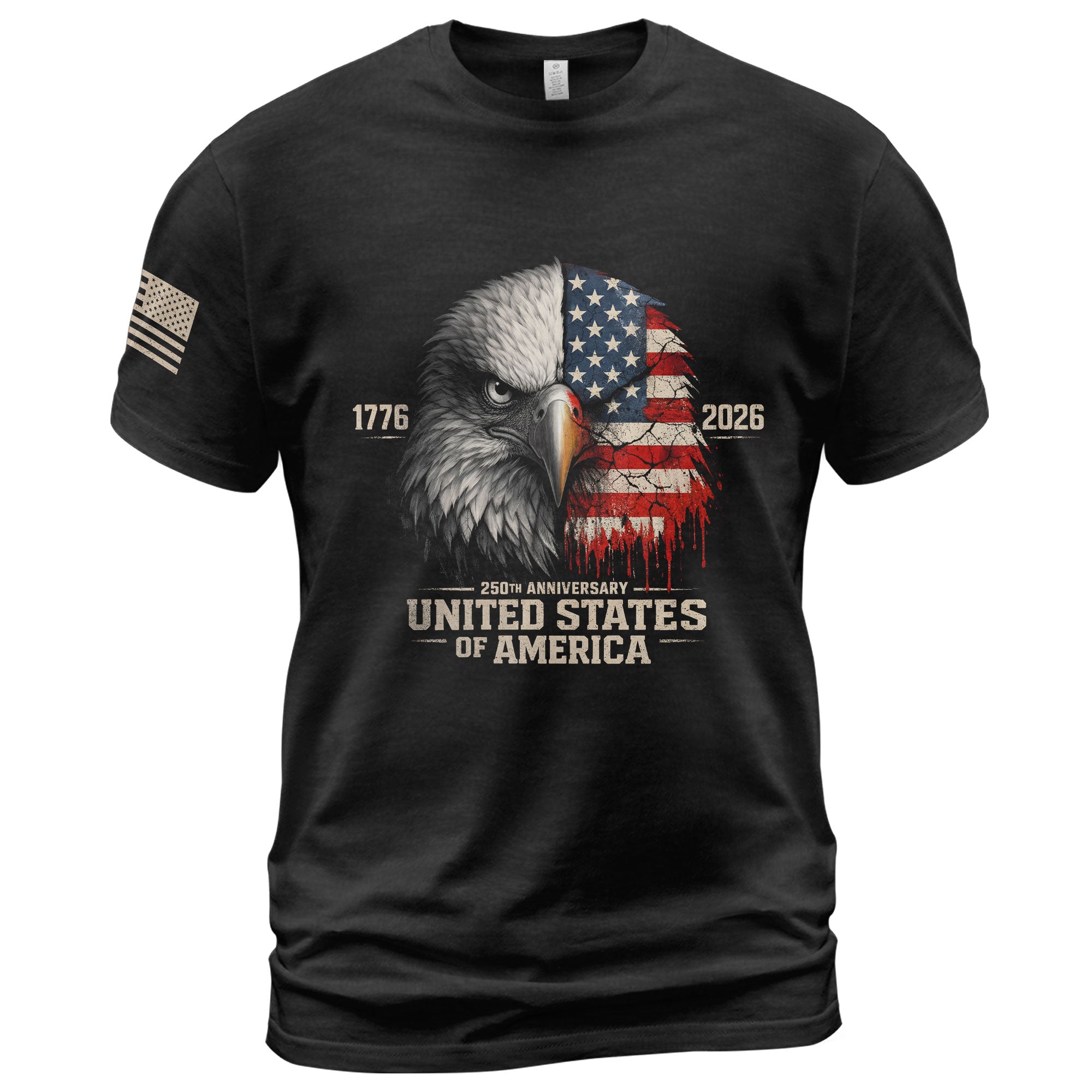 United States 250th Anniversary 1776-2026 T-Shirt USA Flag Eagle Distressed Patriotic Tee