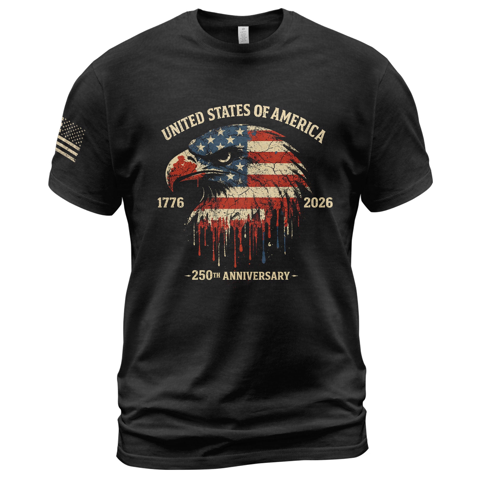 United States 250th Birthday 1776-2026 T-Shirt USA Flag Eagle Patriotic Graphic Tee