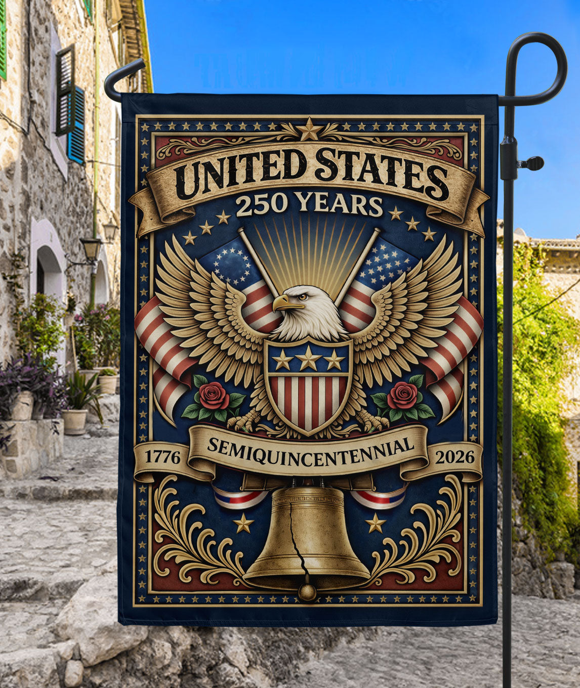 USA 250th Anniversary 1776-2026 House Flag Double Sided Bald Eagle Stars Stripes Banner