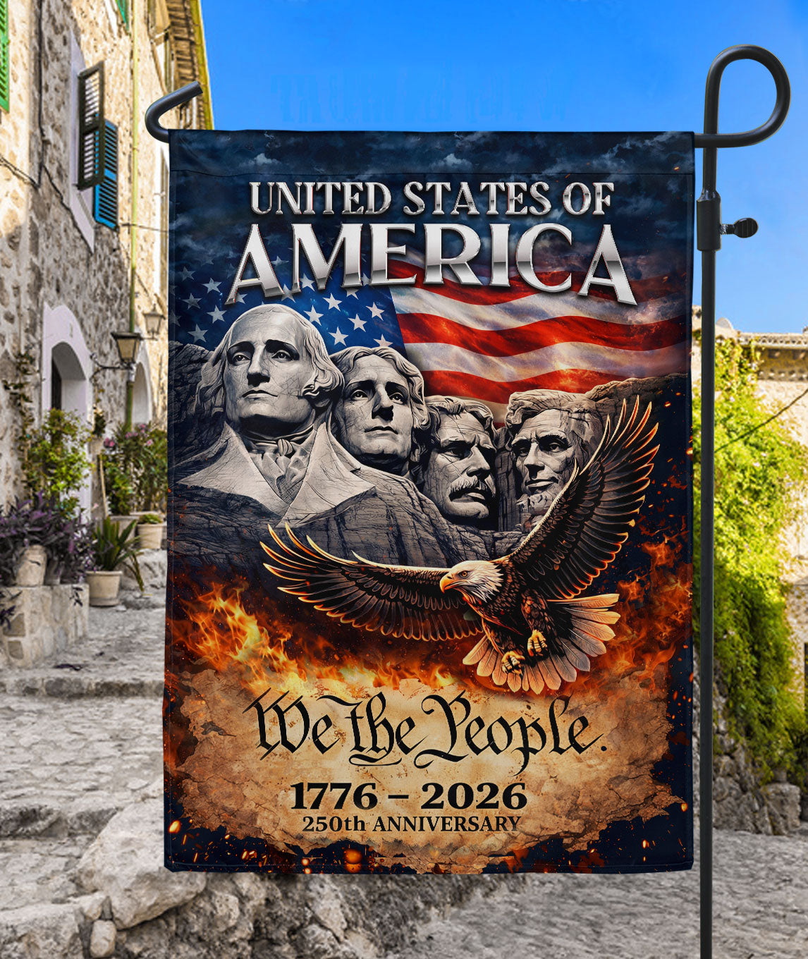 USA 250th Anniversary 1776-2026 Patriotic Garden Flag Double-Sided Mount Rushmore Eagle Outdoor Yard