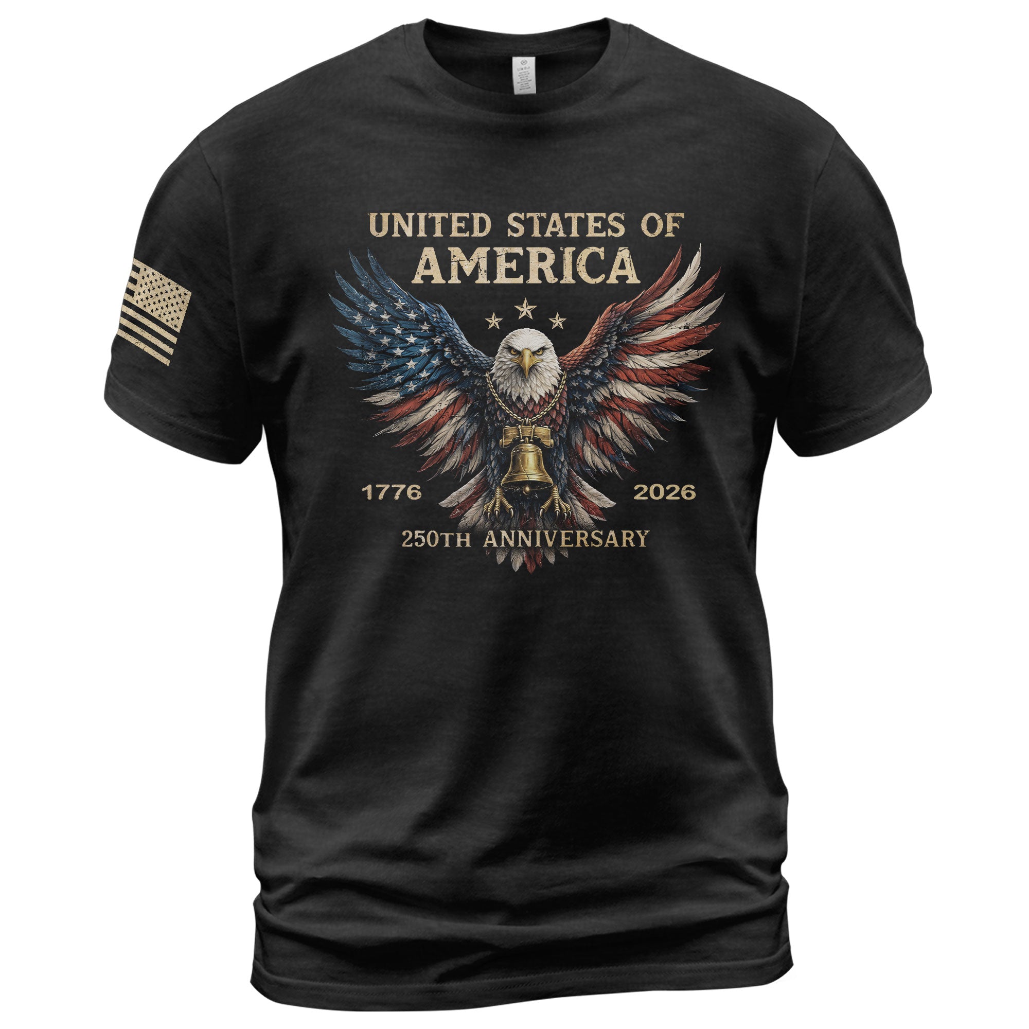USA 250th Anniversary 1776-2026 Patriotic T-Shirt with American Flag Winged Eagle