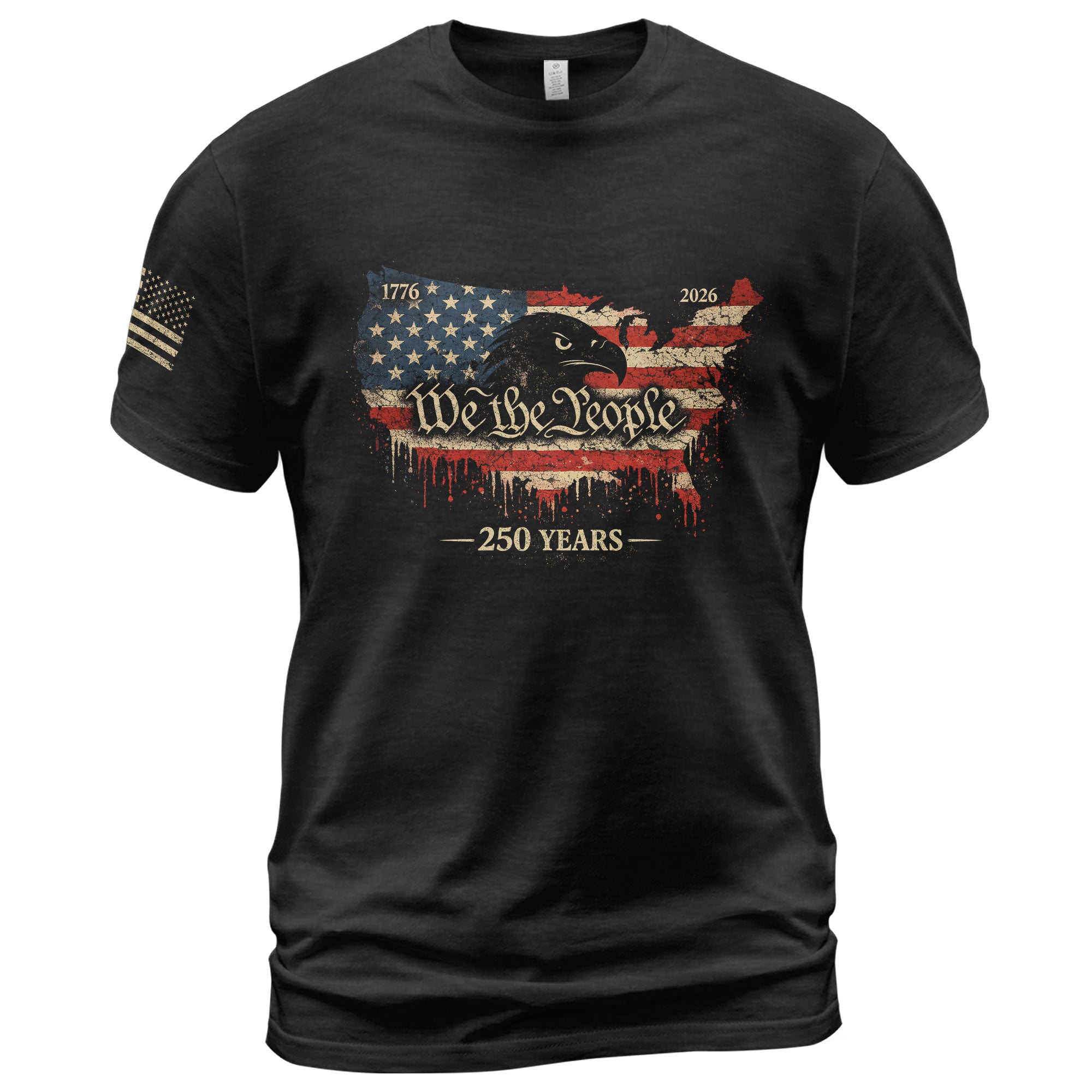 USA 250th Anniversary 1776-2026 T-Shirt with USA Map Eagle We The People Design