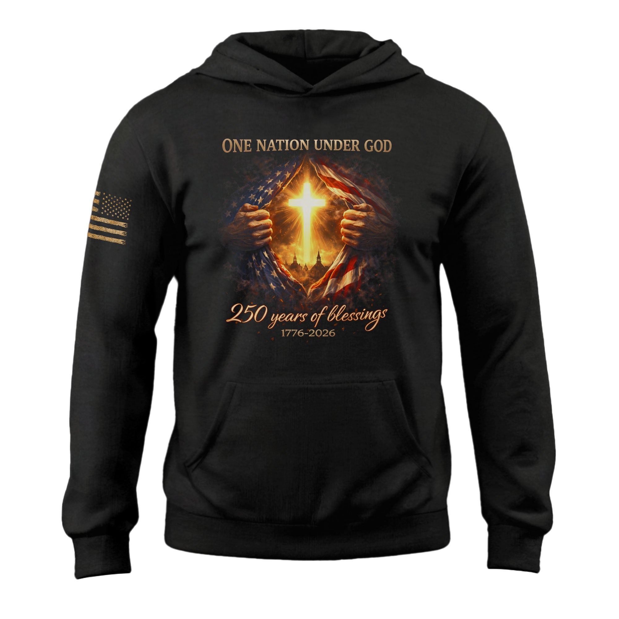 USA 250th Anniversary Semiquincentennial Hoodie 1776-2026 Jesus American Flag Christian Patriotic