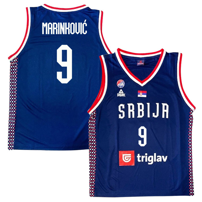 Vanja Marinkovic 9 Serbia Basketball Unisex 2024 Swingman Jersey - Navy