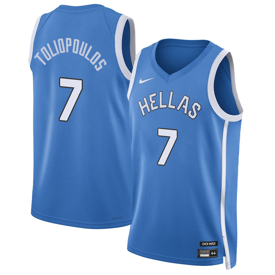 Vasileios Toliopoulos Greece Basketball 2024 Olympics Player Jersey Unisex Blue Multicolor
