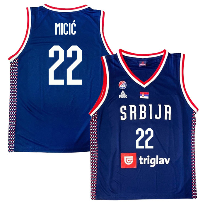 Vasilije Micic 22 Serbia Basketball Unisex 2024 Swingman Jersey - Navy