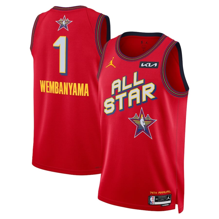 Victor Wembanyama 1 NBA All Star 2025 Swingman Unisex Jersey Red Multicolor