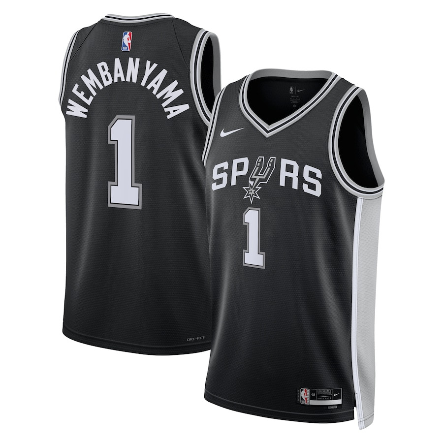 Victor Wembanyama 1 San Antonio Spurs Unisex Swingman Jersey Icon Edition Black